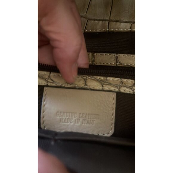 Crocodile embossed leather satchel purse made in Italy adjustable strap no brand - Picture 8 of 11